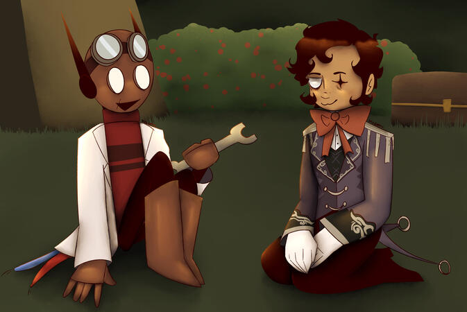 characters belong to me (left) and sniperscout on Art Fight (right)